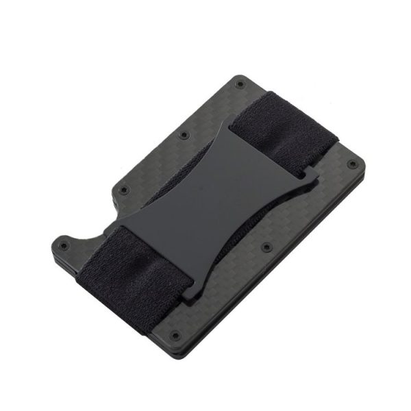 RFID Carbon Fiber Metal Card Holder Multifunctional Anti-theft Credit Card Box (Black)
