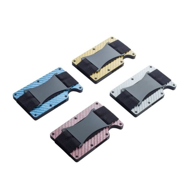 RFID Carbon Fiber Metal Card Holder Multifunctional Anti-theft Credit Card Box (Black) - Image 2