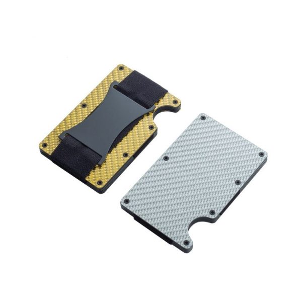RFID Carbon Fiber Metal Card Holder Multifunctional Anti-theft Credit Card Box (Black) - Image 3