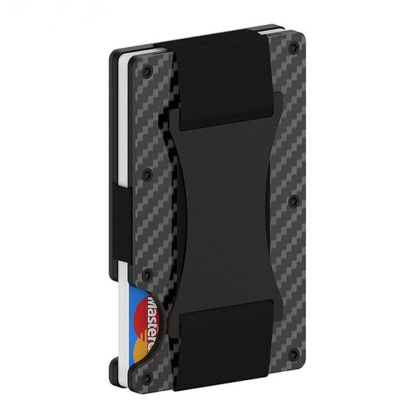 RFID Carbon Fiber Metal Card Holder Multifunctional Anti-theft Credit Card Box (Black) - Image 4