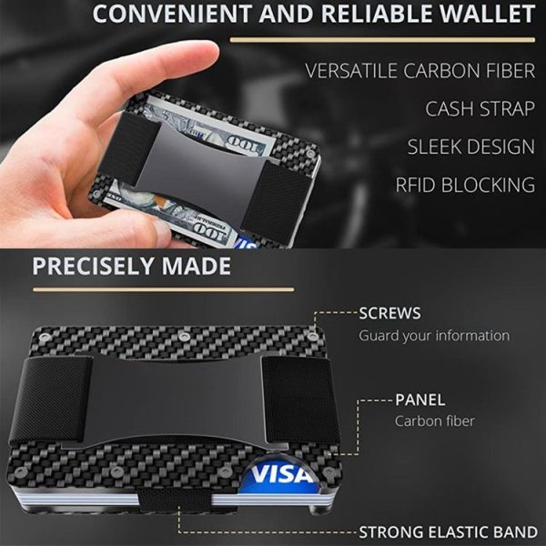 RFID Carbon Fiber Metal Card Holder Multifunctional Anti-theft Credit Card Box (Black) - Image 5