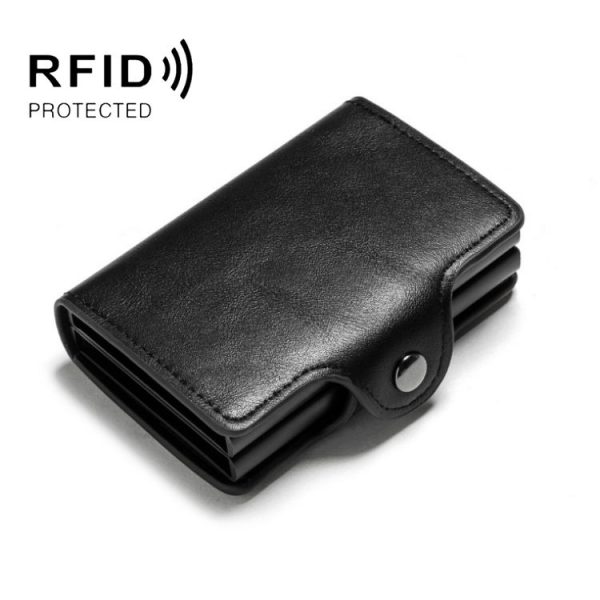 Automatic Pop-up Card Holder Metal Card Box RFID Credit Card Bank Card Box Wallet (Black)