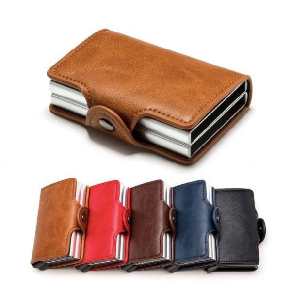 Automatic Pop-up Card Holder Metal Card Box RFID Credit Card Bank Card Box Wallet (Black) - Image 2