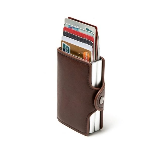 Automatic Pop-up Card Holder Metal Card Box RFID Credit Card Bank Card Box Wallet (Black) - Image 3