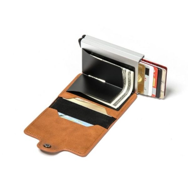 Automatic Pop-up Card Holder Metal Card Box RFID Credit Card Bank Card Box Wallet (Black) - Image 4