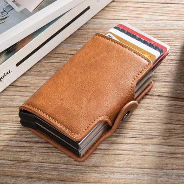 Automatic Pop-up Card Holder Metal Card Box RFID Credit Card Bank Card Box Wallet (Black) - Image 5