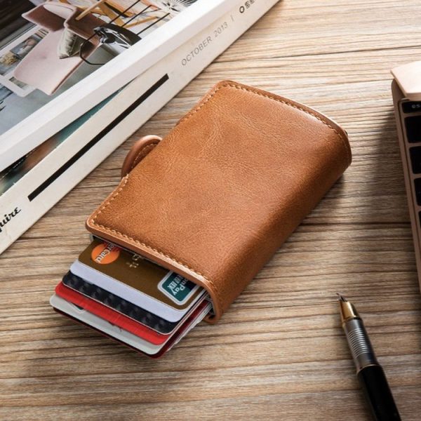 Automatic Pop-up Card Holder Metal Card Box RFID Credit Card Bank Card Box Wallet (Black) - Image 6
