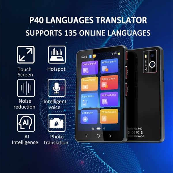 P40 Multi-country Smart Translator Simultaneous Interpretation Photo Offline Translation Recording to Translation (White) - Image 3