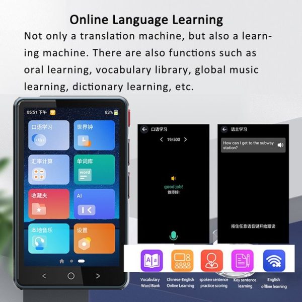 P40 Multi-country Smart Translator Simultaneous Interpretation Photo Offline Translation Recording to Translation (White) - Image 7