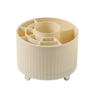 Desktop Rotation Makeup Brush Bucket Dressing Table Stand (Yellow)