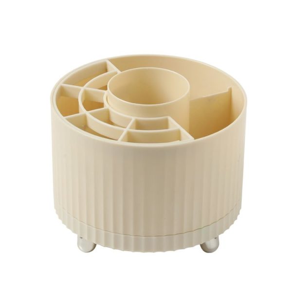Desktop Rotation Makeup Brush Bucket Dressing Table Stand (Yellow)