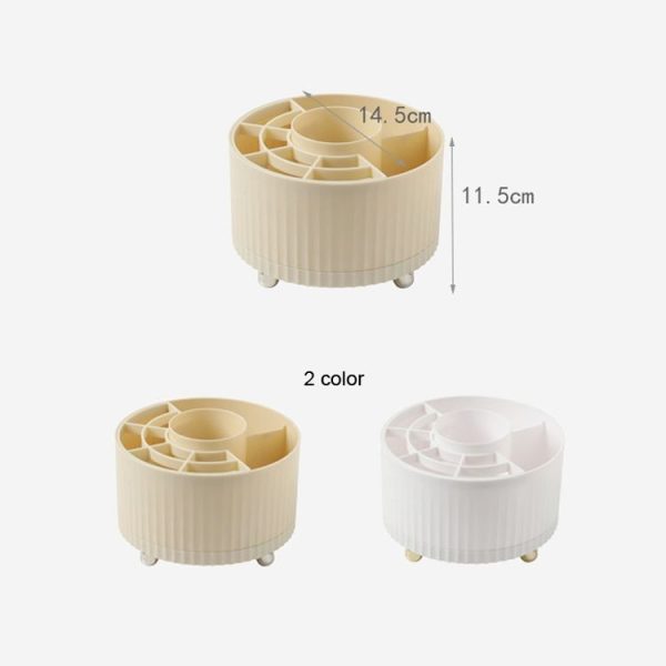 Desktop Rotation Makeup Brush Bucket Dressing Table Stand (Yellow) - Image 2