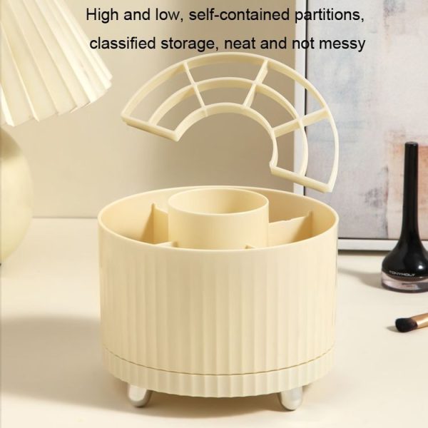 Desktop Rotation Makeup Brush Bucket Dressing Table Stand (Yellow) - Image 5