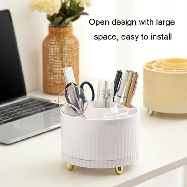 Desktop Rotation Makeup Brush Bucket Dressing Table Stand (Yellow) - Image 8