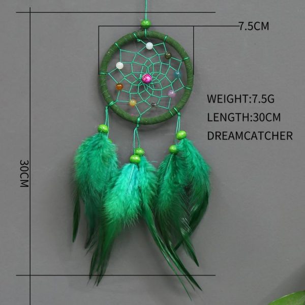 Home Decoration Dream Catcher Feather Hanging Jewelry (Green) - Image 3