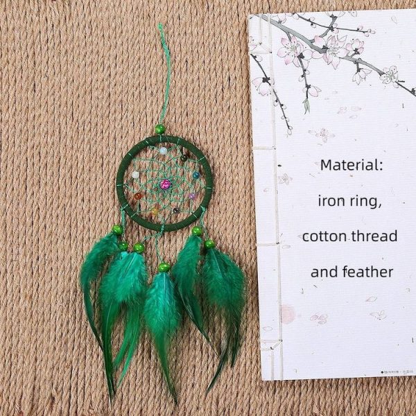 Home Decoration Dream Catcher Feather Hanging Jewelry (Green) - Image 4