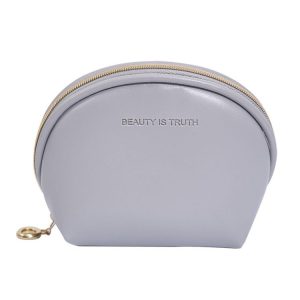 PU Leather Waterproof Portable Cosmetic Bag Multifunctional Mini Coin Purse (Grey)