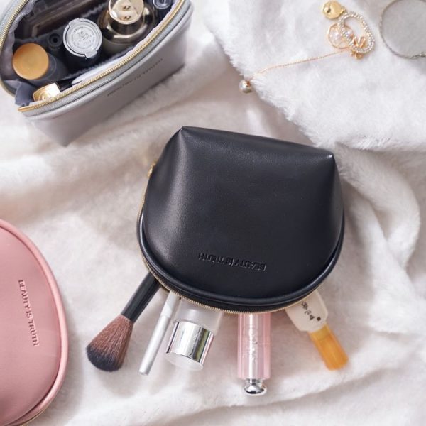 PU Leather Waterproof Portable Cosmetic Bag Multifunctional Mini Coin Purse (Grey) - Image 7