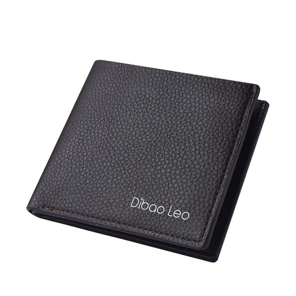 DEABOLAR Men PU Leather Short Wallet Zipper Coin Purse Card Holder (Brown Horizontal)