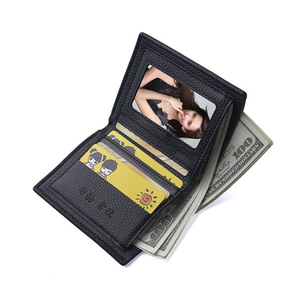 DEABOLAR Men PU Leather Short Wallet Zipper Coin Purse Card Holder (Brown Horizontal) - Image 4
