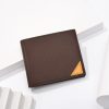 DEABOLAR Men Short Wallet Cross Pattern Tri-Fold Zipper Coin Purse Driver License Card Holder (Coffee)