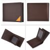 DEABOLAR Men Short Wallet Cross Pattern Tri-Fold Zipper Coin Purse Driver License Card Holder (Coffee) - Image 2