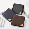 DEABOLAR Men Short Wallet Cross Pattern Tri-Fold Zipper Coin Purse Driver License Card Holder (Coffee) - Image 7