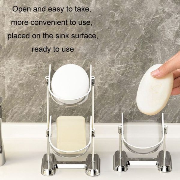 Household Soap Drain Box Bathroom No-Punch Shelves, Color: Gray 1 Layer - Image 4