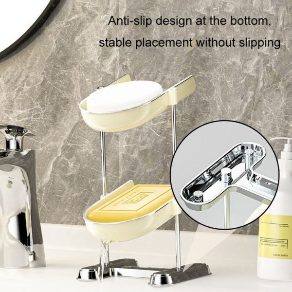 Household Soap Drain Box Bathroom No-Punch Shelves, Color: Gray 1 Layer - Image 5