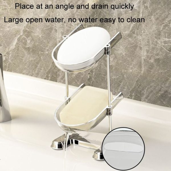 Household Soap Drain Box Bathroom No-Punch Shelves, Color: Gray 1 Layer - Image 7