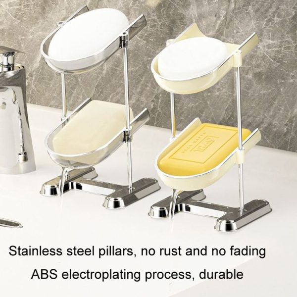 Household Soap Drain Box Bathroom No-Punch Shelves, Color: Gray 1 Layer - Image 8