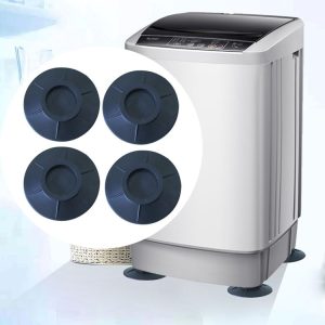4pcs Universal Washing Machine Non-slip Mat Mute Anti-moving Fixed Base Shock-absorbing Pad (Black)