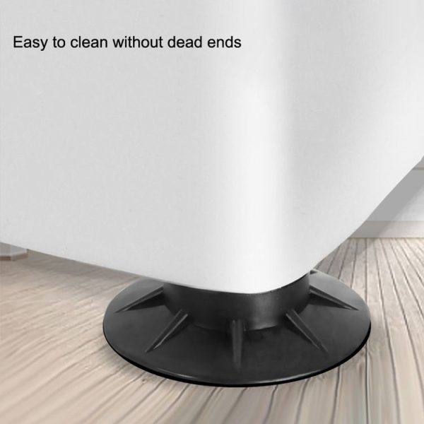 4pcs Universal Washing Machine Non-slip Mat Mute Anti-moving Fixed Base Shock-absorbing Pad (Black) - Image 7