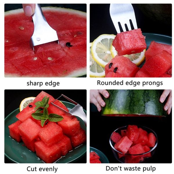 2 In 1 Watermelon Fork Slicer Stainless Steel Kitchen Fruit Cutter - Image 7