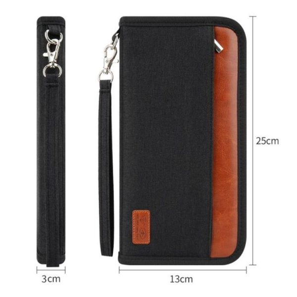 Multifunctional RFID Anti -Theft Passport Package Travel Air Ticket Pocket Card Large Capacity Document Storage Package (Orange) - Image 2