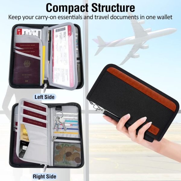 Multifunctional RFID Anti -Theft Passport Package Travel Air Ticket Pocket Card Large Capacity Document Storage Package (Orange) - Image 8