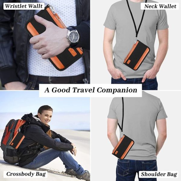 Multifunctional RFID Anti -Theft Passport Package Travel Air Ticket Pocket Card Large Capacity Document Storage Package (Orange) - Image 9