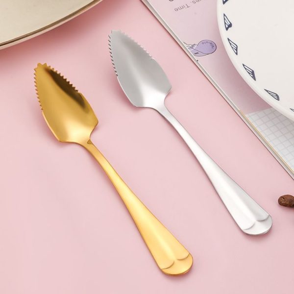 Stainless Steel Scraper Spoon Fruit Grapefruit Spoon Baby Digging Ball Spoon, Color: Silver - Image 3