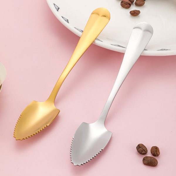 Stainless Steel Scraper Spoon Fruit Grapefruit Spoon Baby Digging Ball Spoon, Color: Silver - Image 4