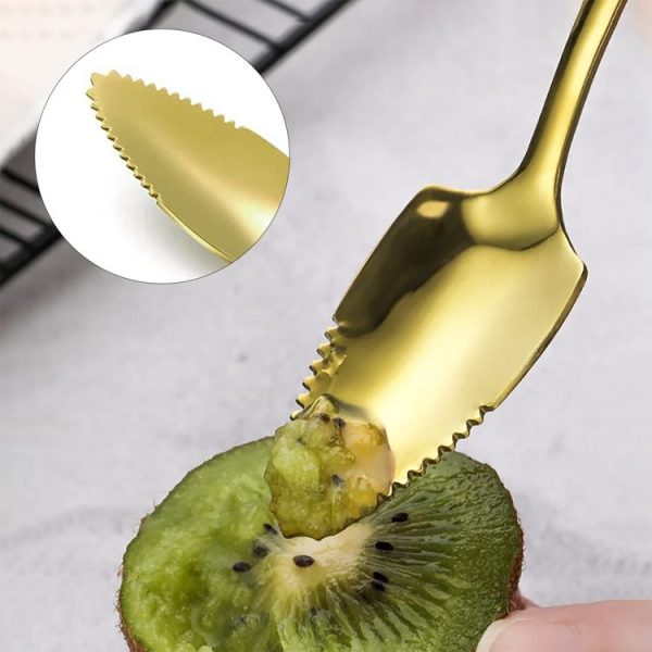 Stainless Steel Scraper Spoon Fruit Grapefruit Spoon Baby Digging Ball Spoon, Color: Silver - Image 6