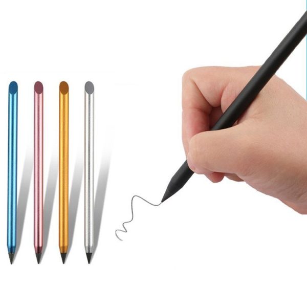 Office Pencil Unlimited Writing Eternal Metal Pen Inkless Pen Student Writing Pencil HB (Black) - Image 2