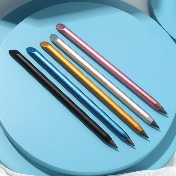 Office Pencil Unlimited Writing Eternal Metal Pen Inkless Pen Student Writing Pencil HB (Black) - Image 3