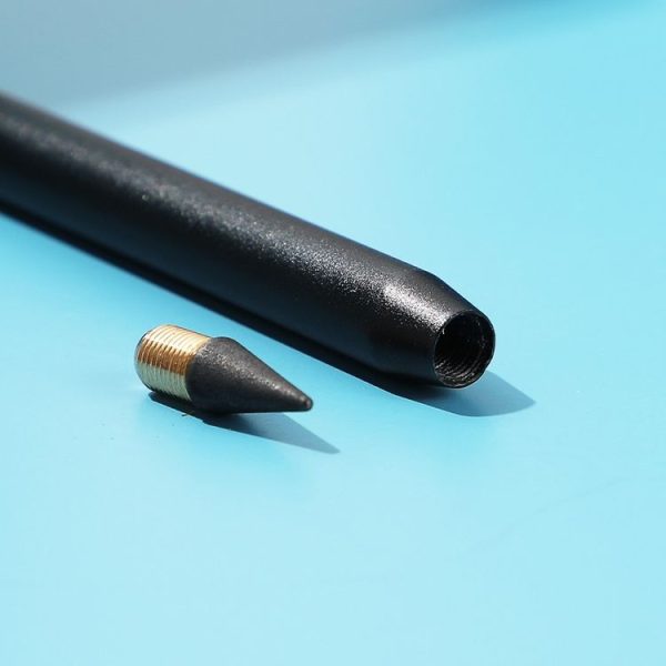 Office Pencil Unlimited Writing Eternal Metal Pen Inkless Pen Student Writing Pencil HB (Black) - Image 4