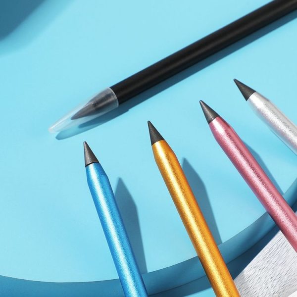 Office Pencil Unlimited Writing Eternal Metal Pen Inkless Pen Student Writing Pencil HB (Black) - Image 5