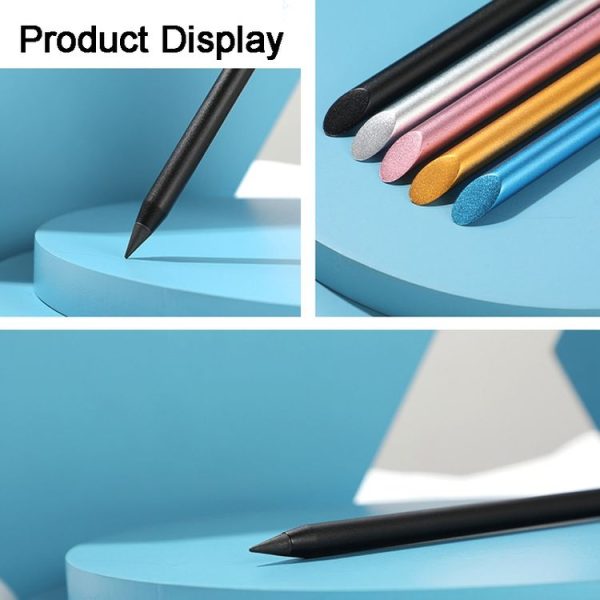 Office Pencil Unlimited Writing Eternal Metal Pen Inkless Pen Student Writing Pencil HB (Black) - Image 6