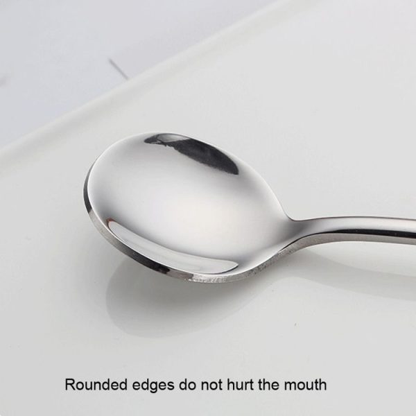 304 Stainless Steel Long Handle Thickened Round Spoon Coffee Ice Drink Mixing Spoon, Color: Stainless Steel Color - Image 3