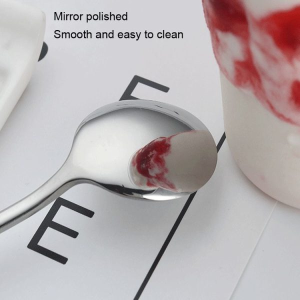 304 Stainless Steel Long Handle Thickened Round Spoon Coffee Ice Drink Mixing Spoon, Color: Stainless Steel Color - Image 5