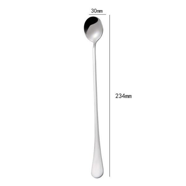 304 Stainless Steel Long Handle Thickened Round Spoon Coffee Ice Drink Mixing Spoon, Color: Stainless Steel Color - Image 7