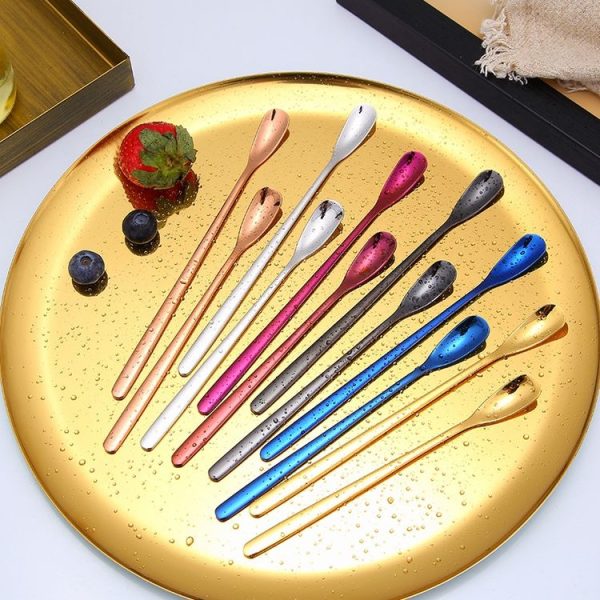 15cm 304 Stainless Steel Spoon Coffee Square Head Spoon Long Handle Mixing Spoon, Color: Stainless Steel Color - Image 10