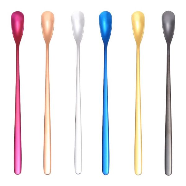 15cm 304 Stainless Steel Spoon Coffee Square Head Spoon Long Handle Mixing Spoon, Color: Stainless Steel Color - Image 2